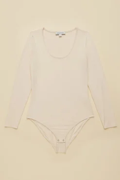 Amour Vert Elea Bamboo Knit Bodysuit Ivory Best