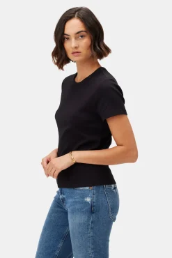 Amour Vert Eleanor Baby Rib Tee Black Fashion