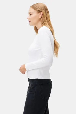Amour Vert Eleanor Long Sleeve Baby Rib Tee White Hot
