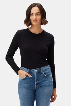 Amour Vert Eleanor Long Sleeve Baby Rib Tee Black Clearance