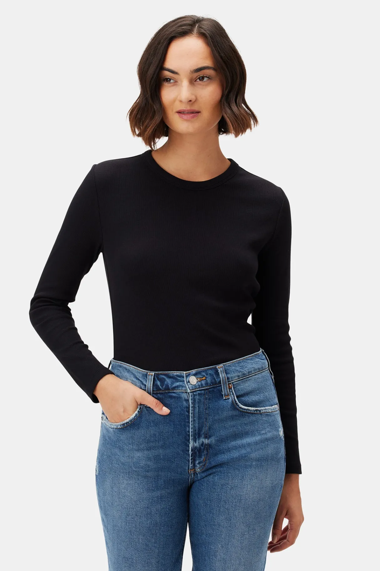 Amour Vert Eleanor Long Sleeve Baby Rib Tee Black Clearance