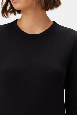 Amour Vert Eleanor Long Sleeve Baby Rib Tee Black Clearance