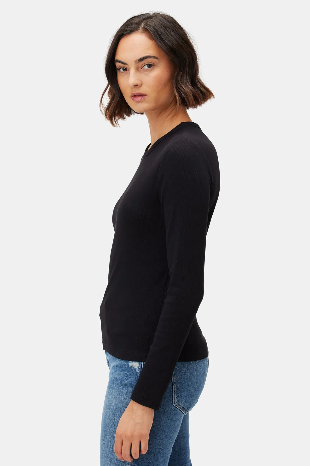 Amour Vert Eleanor Long Sleeve Baby Rib Tee Black Clearance