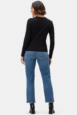Amour Vert Eleanor Long Sleeve Baby Rib Tee Black Clearance