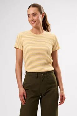 Amour Vert Eleanor Organic Cotton Modal Rib Tee CannesStripeNaturalSoleilYellow Discount