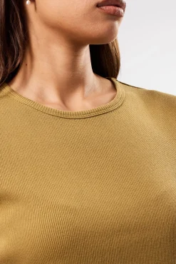 Amour Vert Eleanor Organic Cotton Modal Rib Tee Elm New