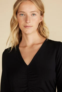 Amour Vert Elise Bamboo Knit Top Black New