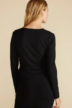 Amour Vert Elise Bamboo Knit Top Black New