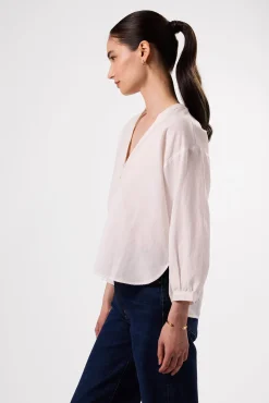 Amour Vert Esme Cotton Linen Blouse White Best