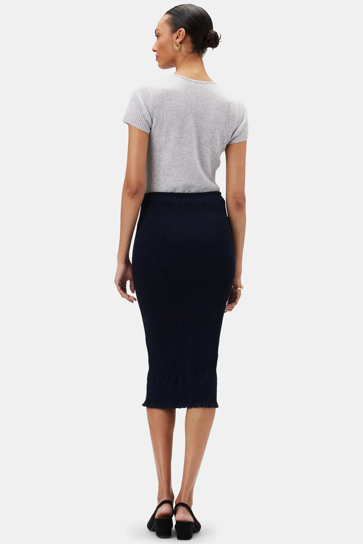 Amour Vert Eunice Smocked Skirt Slate Outlet