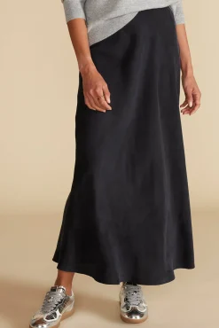Amour Vert Eve Cupro Slip Skirt Black Clearance