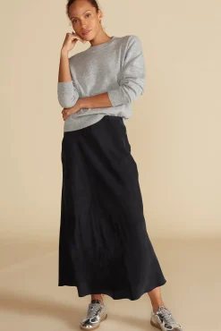 Amour Vert Eve Cupro Slip Skirt Black Clearance