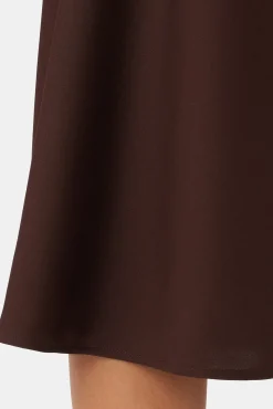Amour Vert Eve Stretch Silk Skirt Espresso Discount