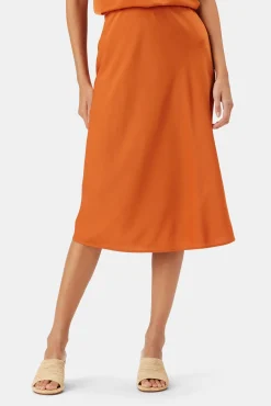 Amour Vert Eve Stretch Silk Skirt SunsetOrange Fashion