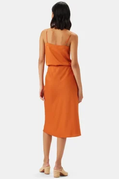 Amour Vert Eve Stretch Silk Skirt SunsetOrange Fashion