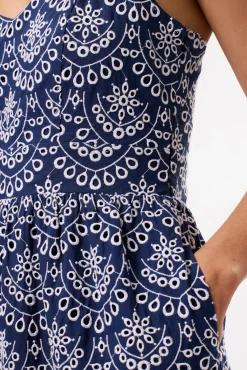 Amour Vert Eyelet Organic Cotton Dress RivieraEyeletIndigo Discount