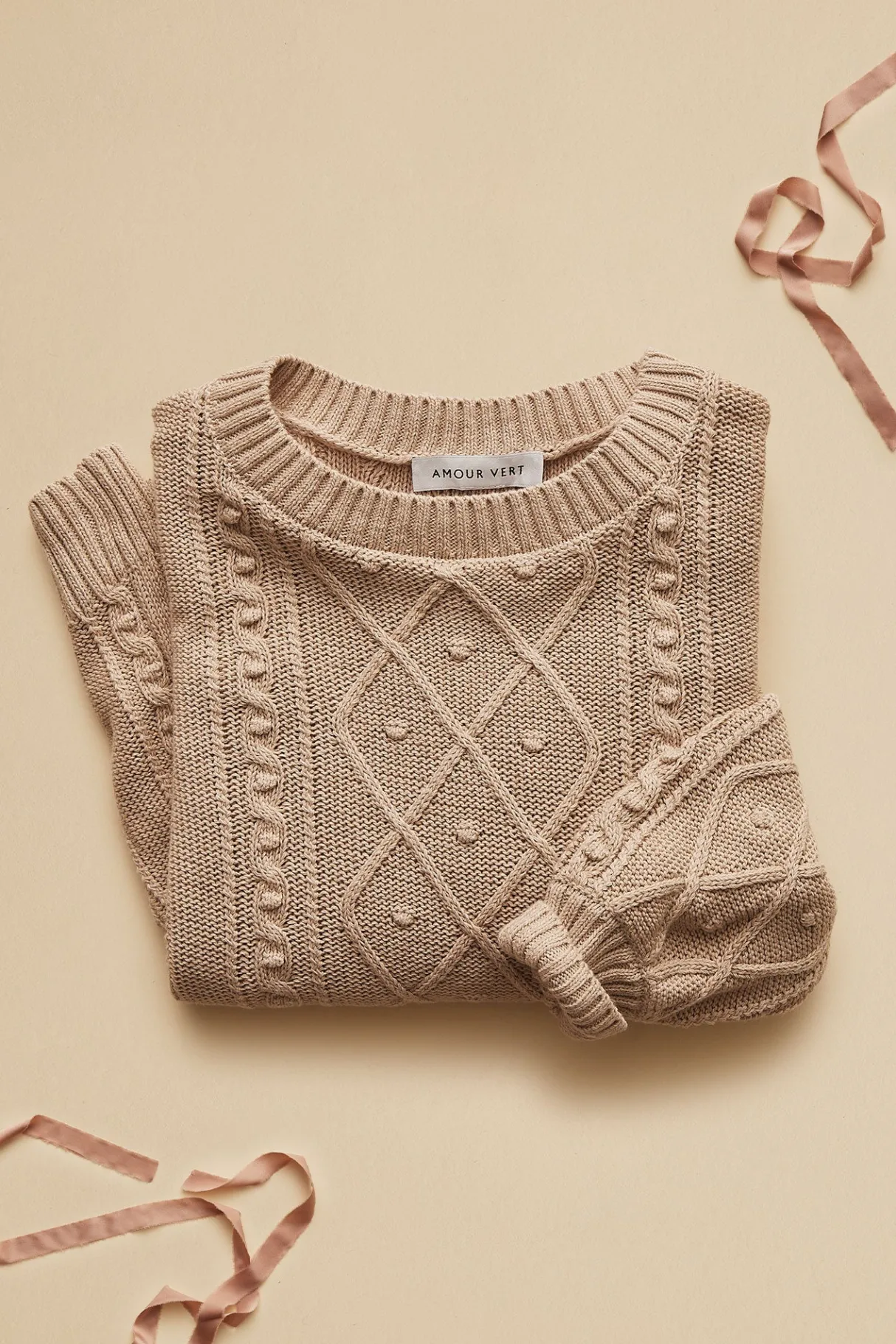 Amour Vert Faedra Organic Cotton Sweater OatBeige Sale