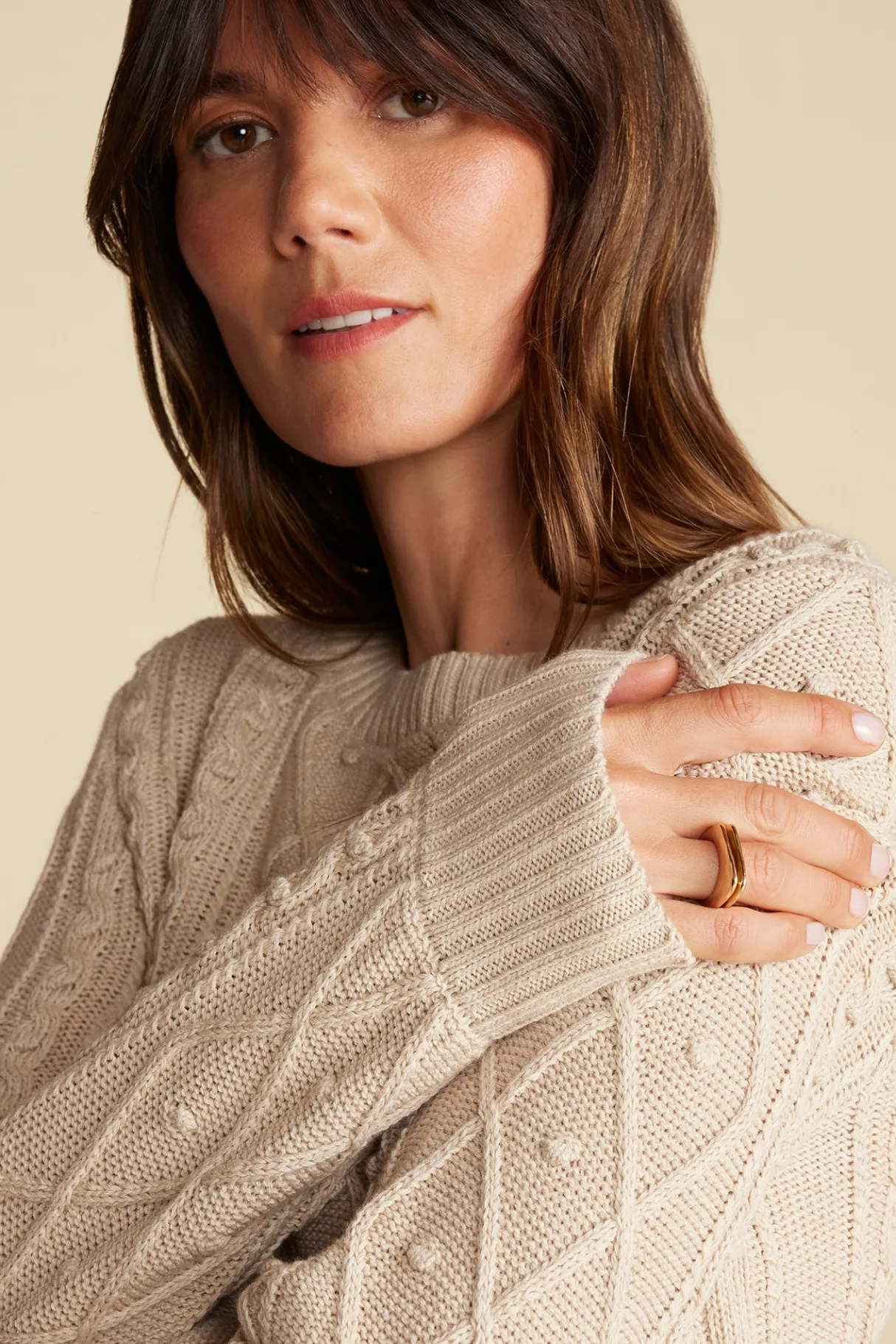 Amour Vert Faedra Organic Cotton Sweater OatBeige Sale