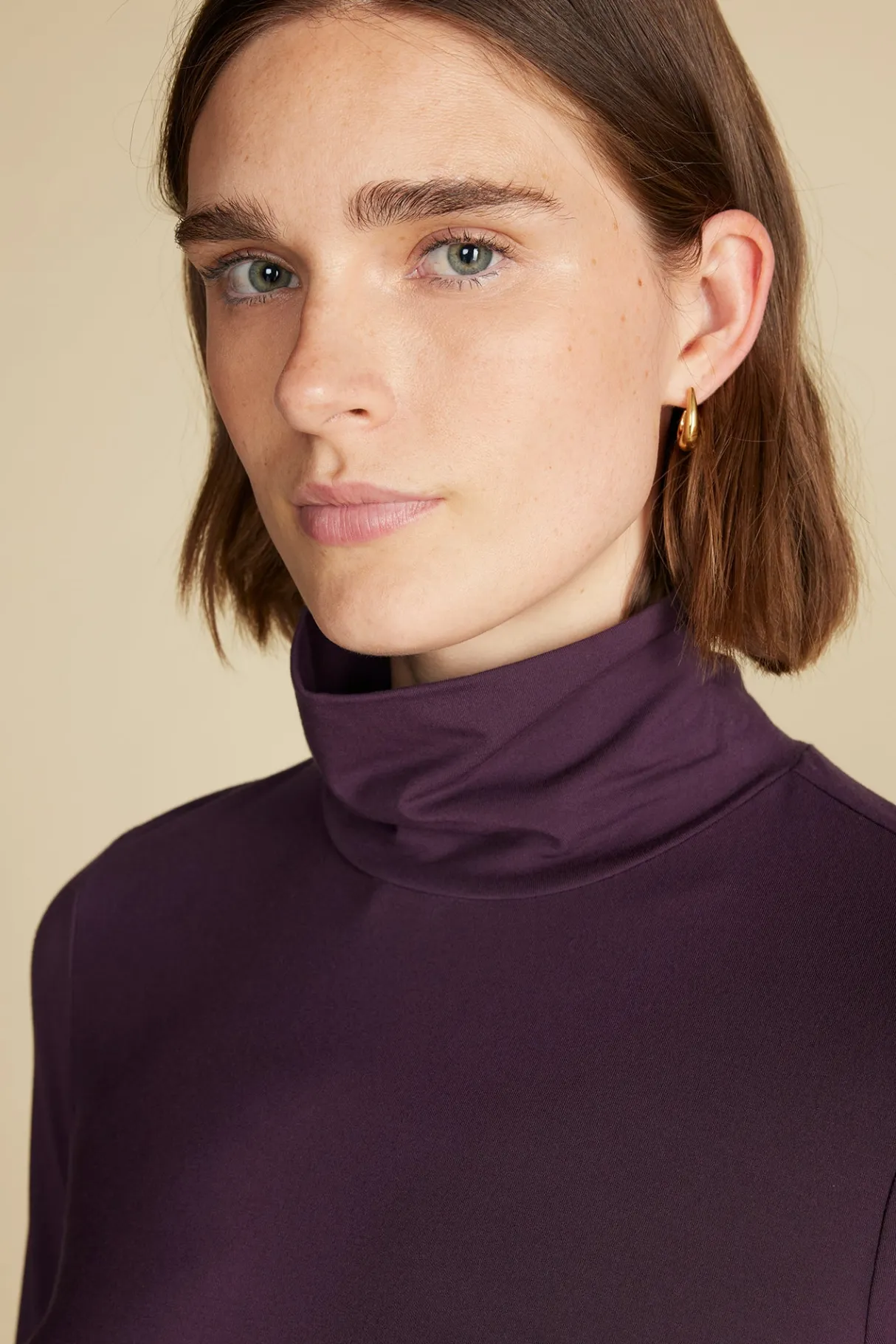 Amour Vert Flannery Bamboo Knit Turtleneck PurpleFig Outlet