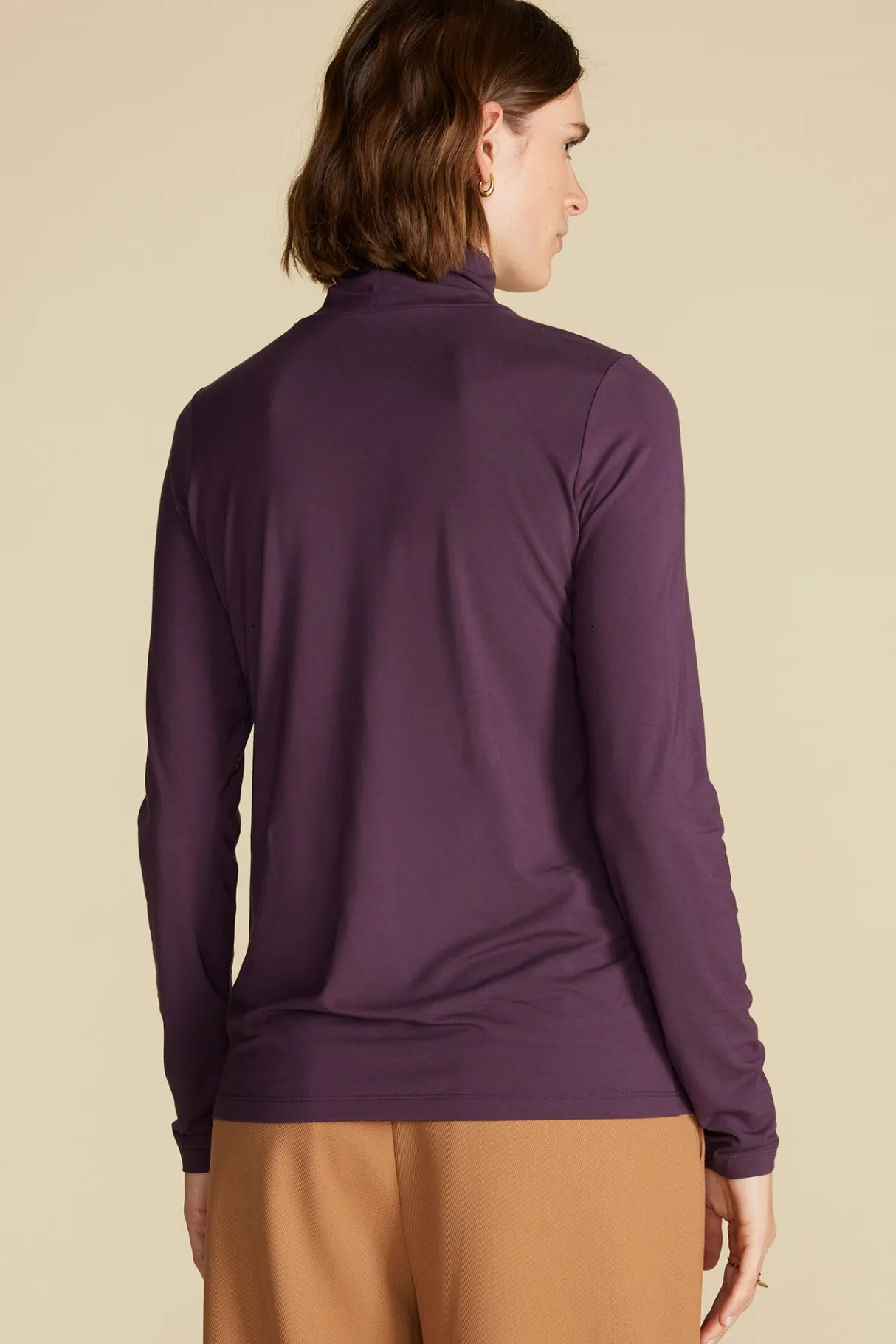 Amour Vert Flannery Bamboo Knit Turtleneck PurpleFig Outlet