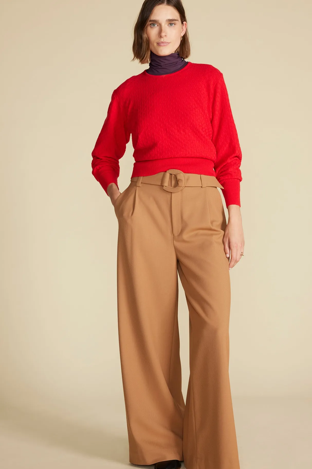 Amour Vert Flannery Bamboo Knit Turtleneck PurpleFig Outlet