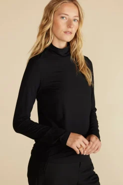 Amour Vert Flannery Bamboo Knit Turtleneck Black Best