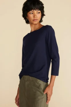 Amour Vert Fran Boatneck Cashmere Sweater NavyBlue Hot
