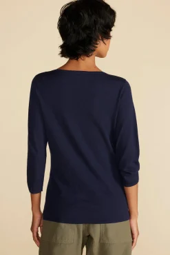 Amour Vert Fran Boatneck Cashmere Sweater NavyBlue Hot