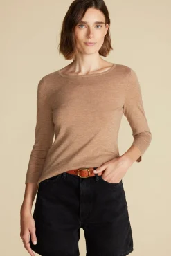 Amour Vert Fran Boatneck Cashmere Sweater CafeAuLaitBeige Clearance