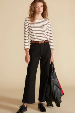 Amour Vert Francoise Organic Cotton Tee IvoryandEspressoBrownStripe Discount