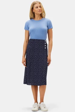 Amour Vert Gabrielle Wrap Skirt RivieraDotNavyBlue Sale
