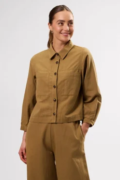 Amour Vert Genevieve Cotton Linen Jacket Elm Best