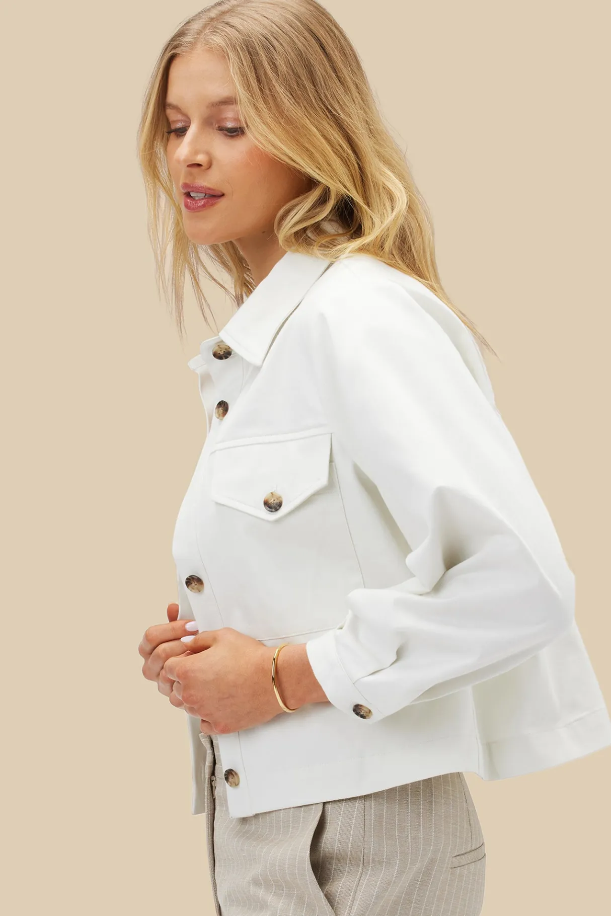 Amour Vert Genevieve Organic Cotton Jacket Ivory Online