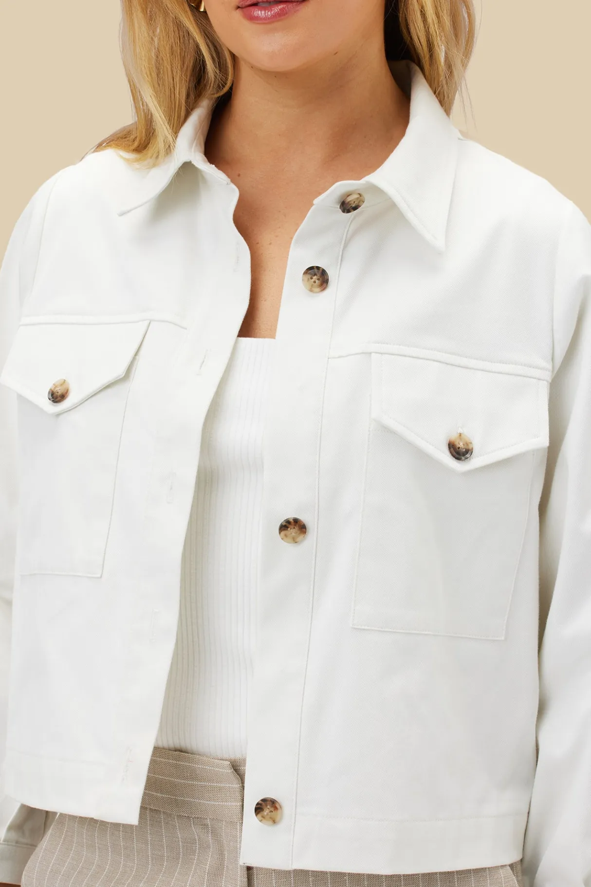 Amour Vert Genevieve Organic Cotton Jacket Ivory Online