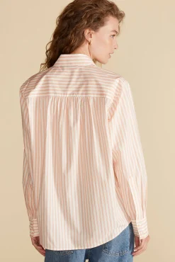 Amour Vert Henri Button Down Shirt ApricotandIvoryStripe Online