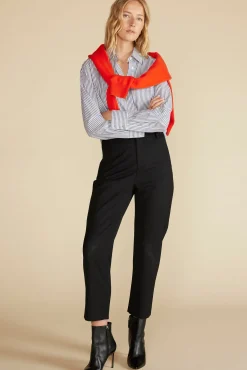 Amour Vert Henri Button Down Shirt BayeuxNavyBlueandIvoryStripe Online