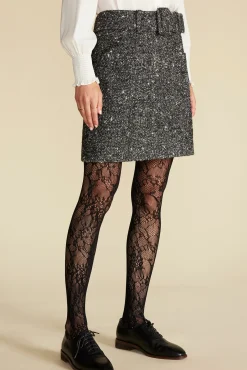 Amour Vert Ira Mini Skirt BlackHerringbone Discount