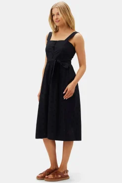 Amour Vert Irene Organic Cotton Eyelet Dress Black Hot