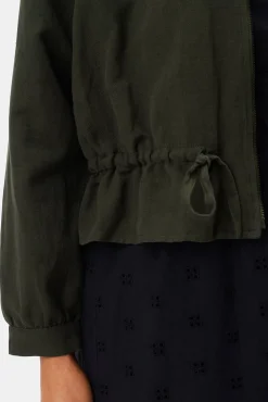 Amour Vert James Cotton Linen Bomber Jacket OliveGreen Online