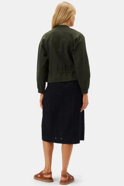 Amour Vert James Cotton Linen Bomber Jacket OliveGreen Online