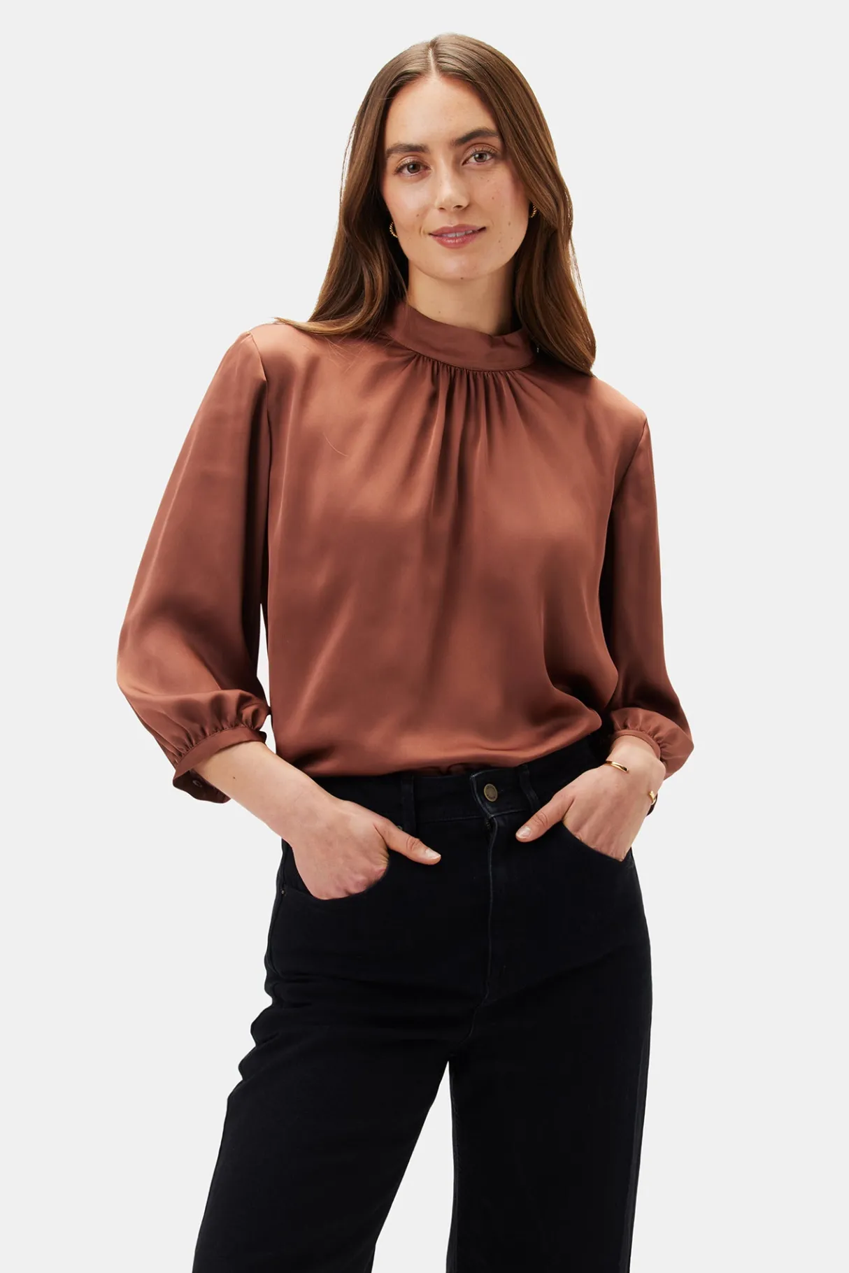 Amour Vert Jeanne 3/4 Sleeve Blouse Cafe Online