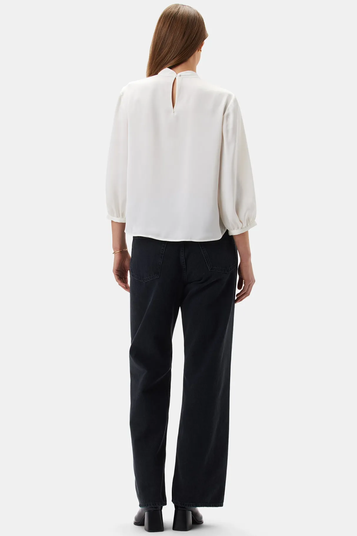 Amour Vert Jeanne 3/4 Sleeve Blouse Ivory New