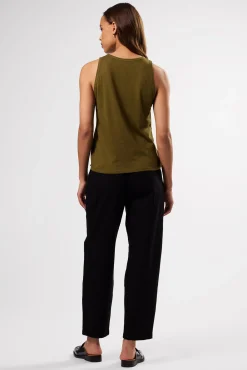 Amour Vert Jillian Organic Cotton Tank OliveGreen New