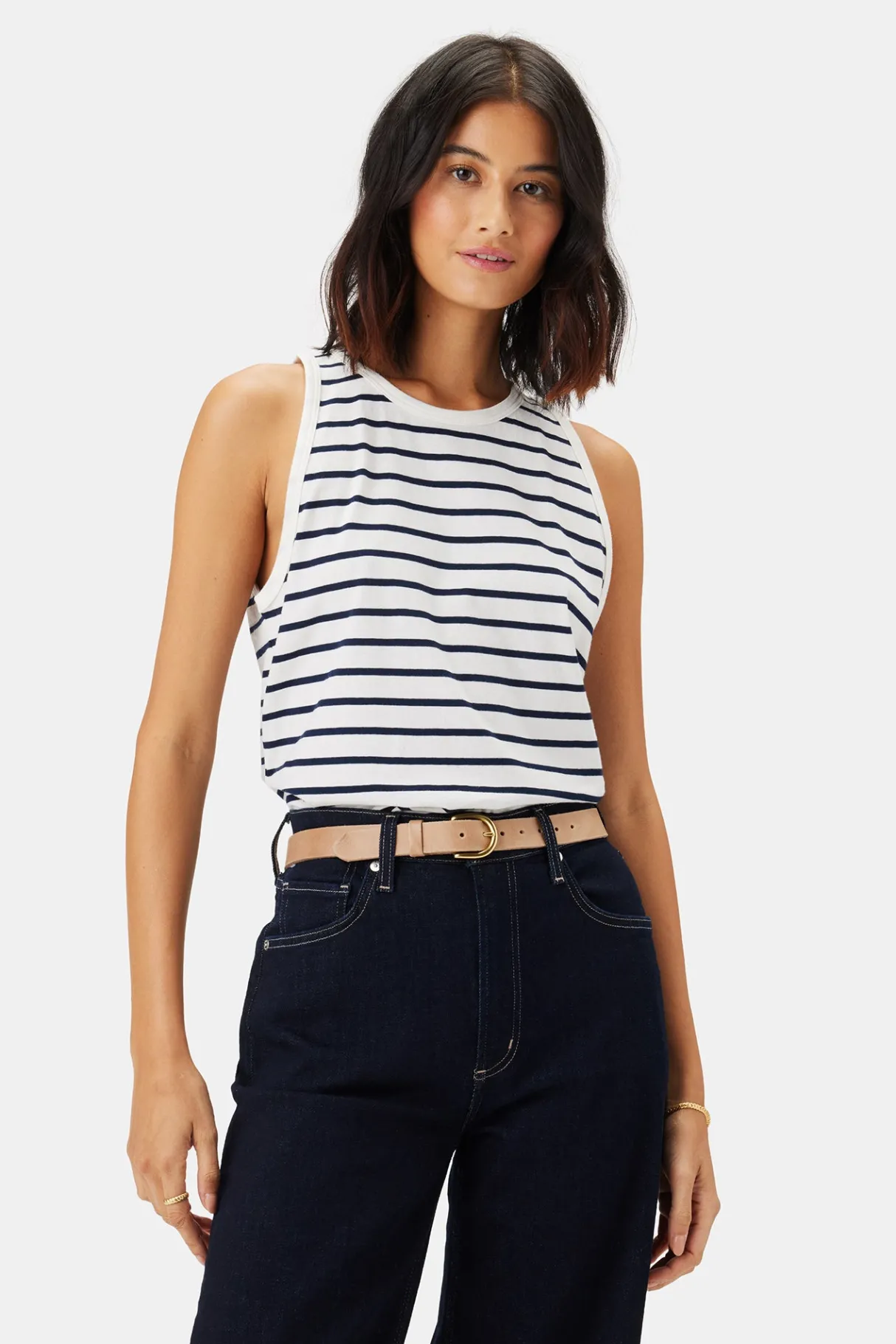 Amour Vert Jillian Organic Cotton Tank IvoryNavyStripe Discount
