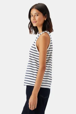 Amour Vert Jillian Organic Cotton Tank IvoryNavyStripe Discount