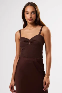 Amour Vert Josie Stretch Knit Tank Espresso Discount