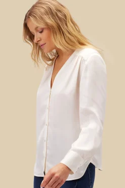 Amour Vert Kali Button Front Blouse Ivory New