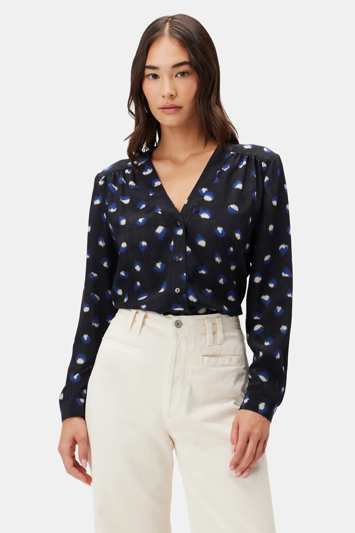 Amour Vert Kaya Washable Silk Blouse Pavo Sale