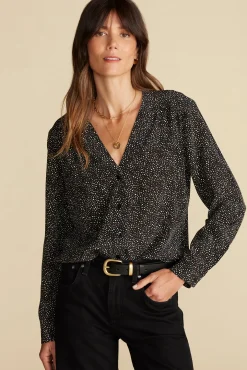 Amour Vert Kaya Washable Silk Blouse ChamonixBlackandWhitePrint Hot