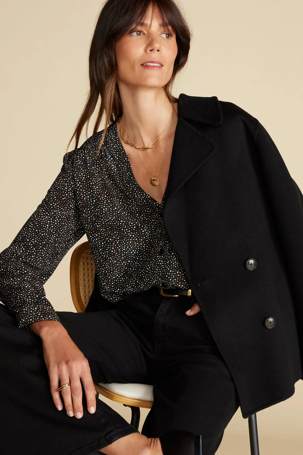 Amour Vert Kaya Washable Silk Blouse ChamonixBlackandWhitePrint Hot